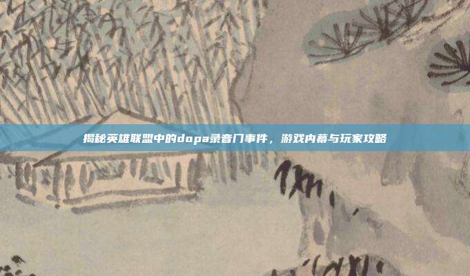揭秘英雄联盟中的dopa录音门事件，游戏内幕与玩家攻略