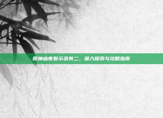 原神幽夜默示录其二,深入探索与攻略指南