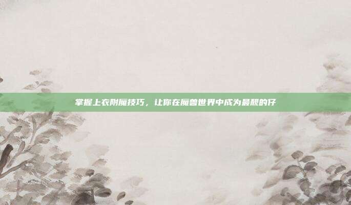 掌握上衣附魔技巧，让你在魔兽世界中成为最靓的仔