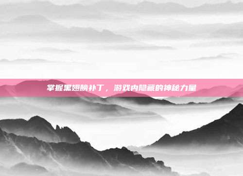 掌握黑翅膀补丁,游戏内隐藏的神秘力量