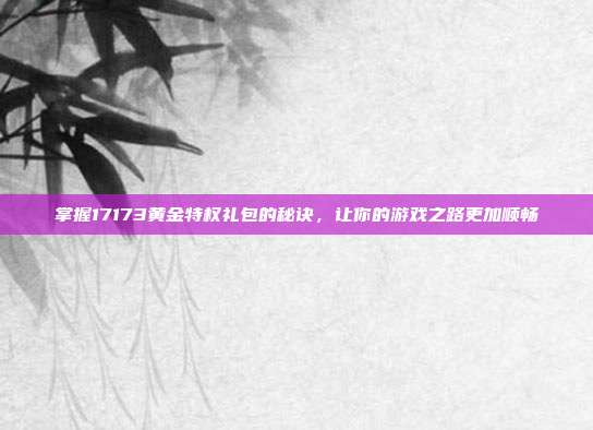 掌握17173黄金特权礼包的秘诀,让你的游戏之路更加顺畅