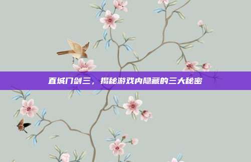 直城门剑三，揭秘游戏内隐藏的三大秘密
