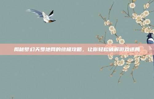 揭秘梦幻天罗地网的终极攻略,让你轻松破解游戏迷局