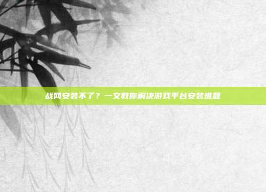 战网安装不了？一文教你解决游戏平台安装难题