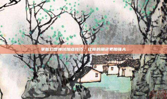 掌握幻想神域加点技巧,让你的角色更加强大