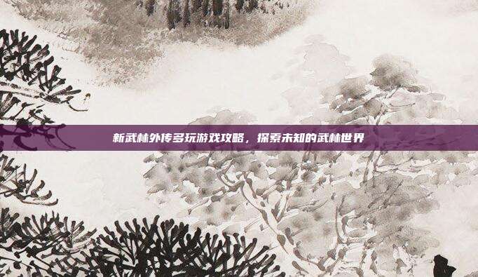 新武林外传多玩游戏攻略,探索未知的武林世界