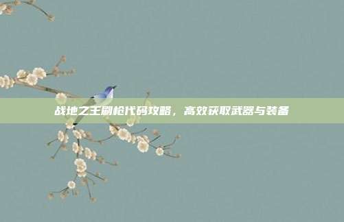 战地之王刷枪代码攻略，高效获取武器与装备