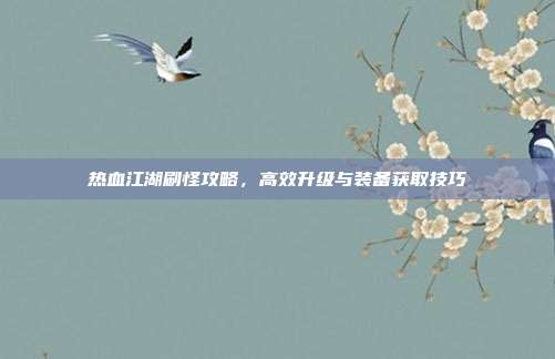 热血江湖刷怪攻略,高效升级与装备获取技巧