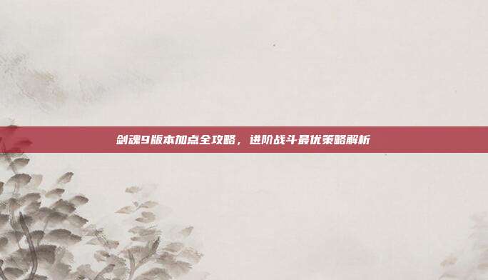 剑魂9版本加点全攻略,进阶战斗最优策略解析