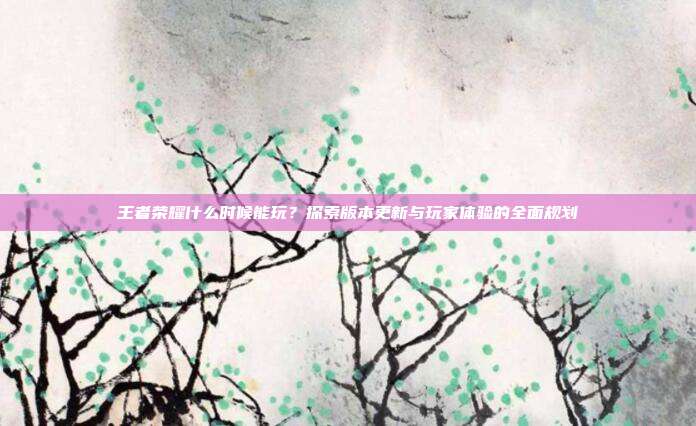 王者荣耀什么时候能玩?探索版本更新与玩家体验的全面规划