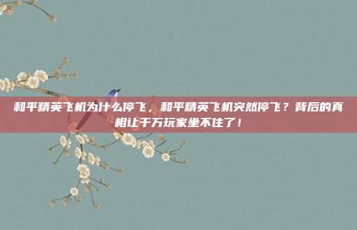 和平精英飞机为什么停飞，和平精英飞机突然停飞？背后的真相让千万玩家坐不住了！