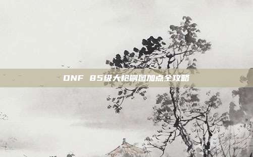 DNF 85级大枪刷图加点全攻略