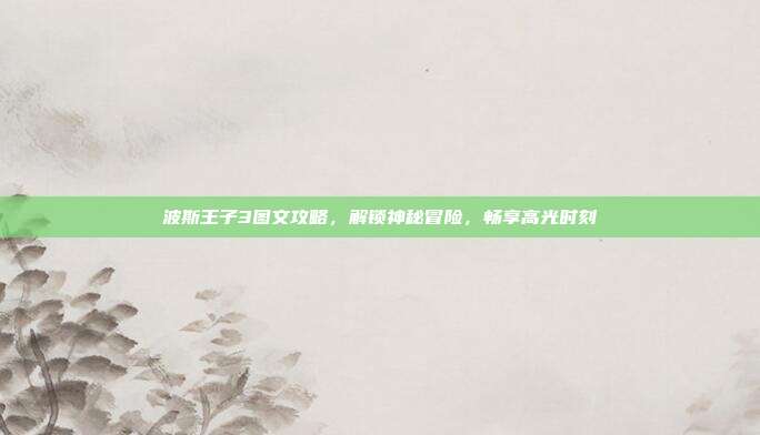 波斯王子3图文攻略，解锁神秘冒险，畅享高光时刻