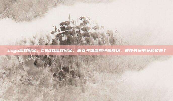 csgo高校冠军，CSGO高校冠军，青春与热血的终极战场，谁在书写电竞新传奇？
