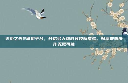 火炬之光2联机平台,开启多人精彩竞技新体验,畅享联机协作无限可能