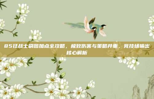 85狂战士刷图加点全攻略,极致伤害与策略并重,竞技场输出核心解析