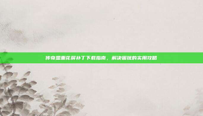 传奇盟重花屏补丁下载指南，解决困扰的实用攻略