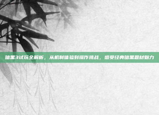 暗黑3试玩全解析,从机制体验到操作挑战,感受经典暗黑题材魅力
