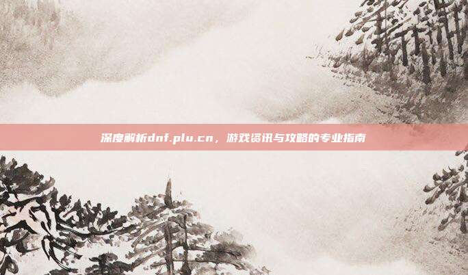 深度解析dnf.plu.cn，游戏资讯与攻略的专业指南