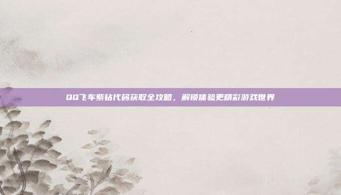 QQ飞车紫钻代码获取全攻略，解锁体验更精彩游戏世界