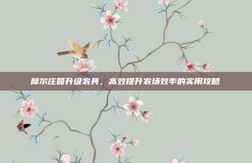 摩尔庄园升级农具,高效提升农场效率的实用攻略