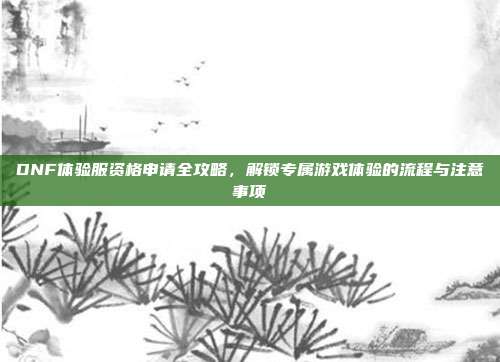 DNF体验服资格申请全攻略,解锁专属游戏体验的流程与注意事项