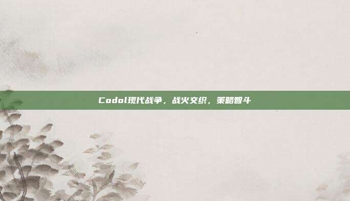 Codol现代战争,战火交织,策略智斗