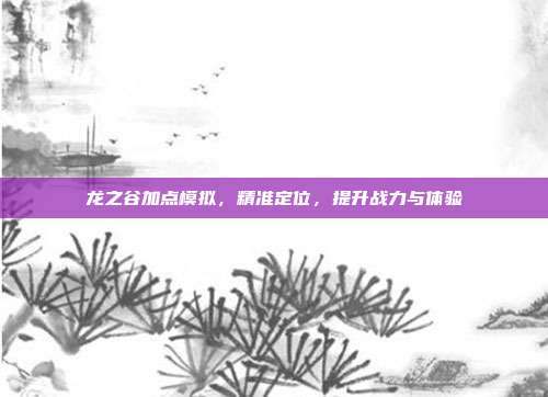 龙之谷加点模拟，精准定位，提升战力与体验
