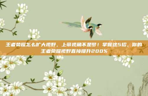 王者荣耀怎么扩大视野，上帝视角不是梦！掌握这5招，你的王者荣耀视野直接提升200%