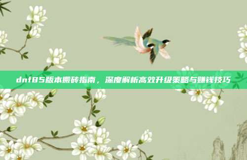 dnf85版本搬砖指南,深度解析高效升级策略与赚钱技巧
