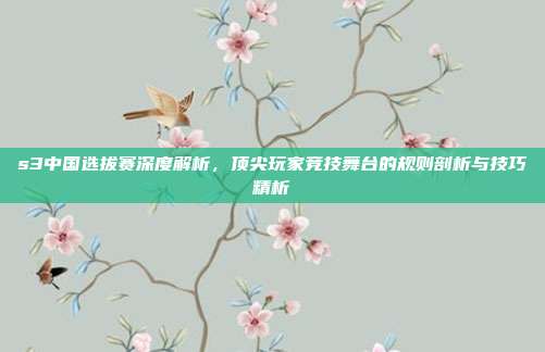 s3中国选拔赛深度解析,顶尖玩家竞技舞台的规则剖析与技巧精析