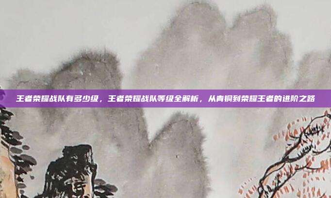 王者荣耀战队有多少级，王者荣耀战队等级全解析，从青铜到荣耀王者的进阶之路