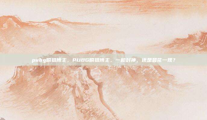 pubg瞬狙博主，PUBG瞬狙博主，一枪封神，还是昙花一现？