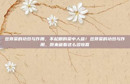 豆芽菜的功效与作用，不起眼的菜中人参！豆芽菜的功效与作用，原来藏着这么多惊喜