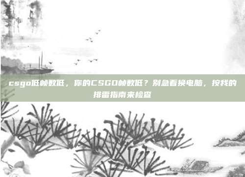csgo低帧数低，你的CSGO帧数低？别急着换电脑，按我的排雷指南来检查