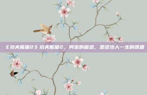 《功夫熊猫2》功夫熊猫2，阿宝的困惑，是多少人一生的课题