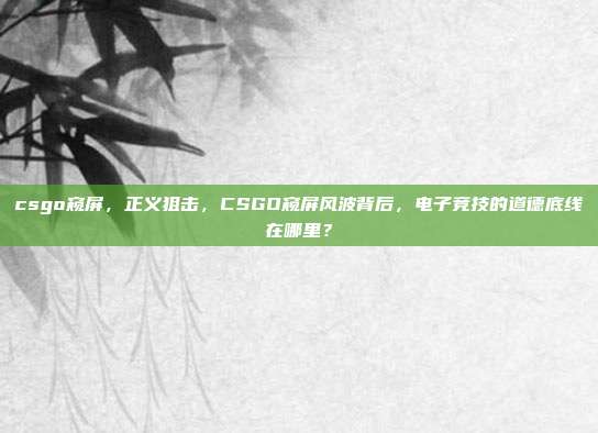 csgo窥屏，正义狙击，CSGO窥屏风波背后，电子竞技的道德底线在哪里？