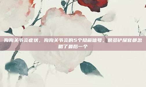 狗狗关节炎症状，狗狗关节炎的5个隐蔽信号，很多铲屎官都忽略了最后一个