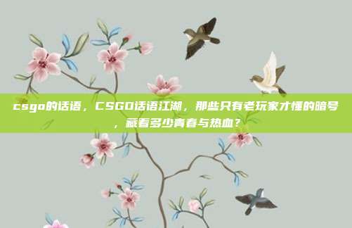 csgo的话语，CSGO话语江湖，那些只有老玩家才懂的暗号，藏着多少青春与热血？
