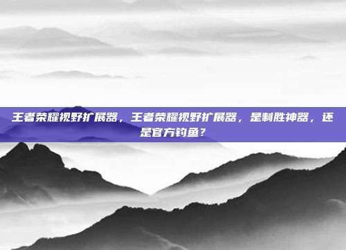 王者荣耀视野扩展器，王者荣耀视野扩展器，是制胜神器，还是官方钓鱼？
