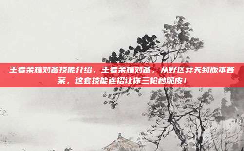 王者荣耀刘备技能介绍，王者荣耀刘备，从野区莽夫到版本答案，这套技能连招让你三枪秒脆皮！
