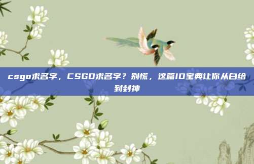 csgo求名字，CSGO求名字？别慌，这篇ID宝典让你从白给到封神
