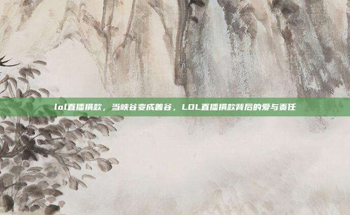lol直播捐款，当峡谷变成善谷，LOL直播捐款背后的爱与责任