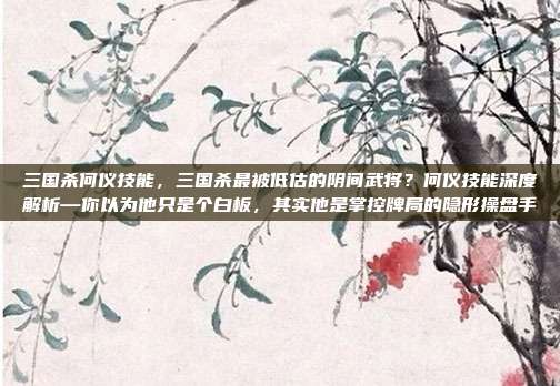 三国杀何仪技能，三国杀最被低估的阴间武将？何仪技能深度解析—你以为他只是个白板，其实他是掌控牌局的隐形操盘手