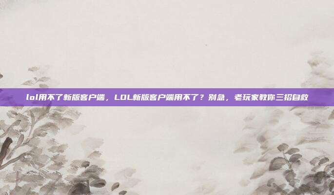 lol用不了新版客户端，LOL新版客户端用不了？别急，老玩家教你三招自救