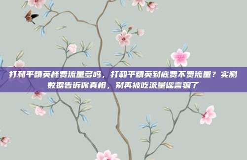 打和平精英耗费流量多吗，打和平精英到底费不费流量？实测数据告诉你真相，别再被吃流量谣言骗了