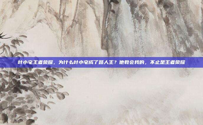 叶小宅王者荣耀，为什么叶小宅成了路人王？他教会我的，不止是王者荣耀