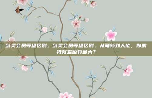 剑灵会员等级区别，剑灵会员等级区别，从萌新到大佬，你的特权差距有多大？