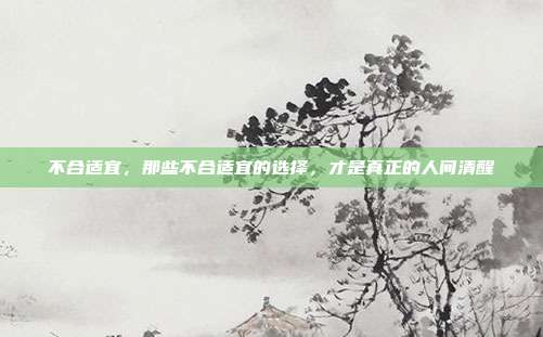 不合适宜,那些不合适宜的选择,才是真正的人间清醒