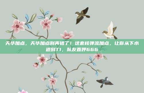 天华加点，天华加点别再错了！这套核弹流加点，让你从下水道到T1，队友直呼666